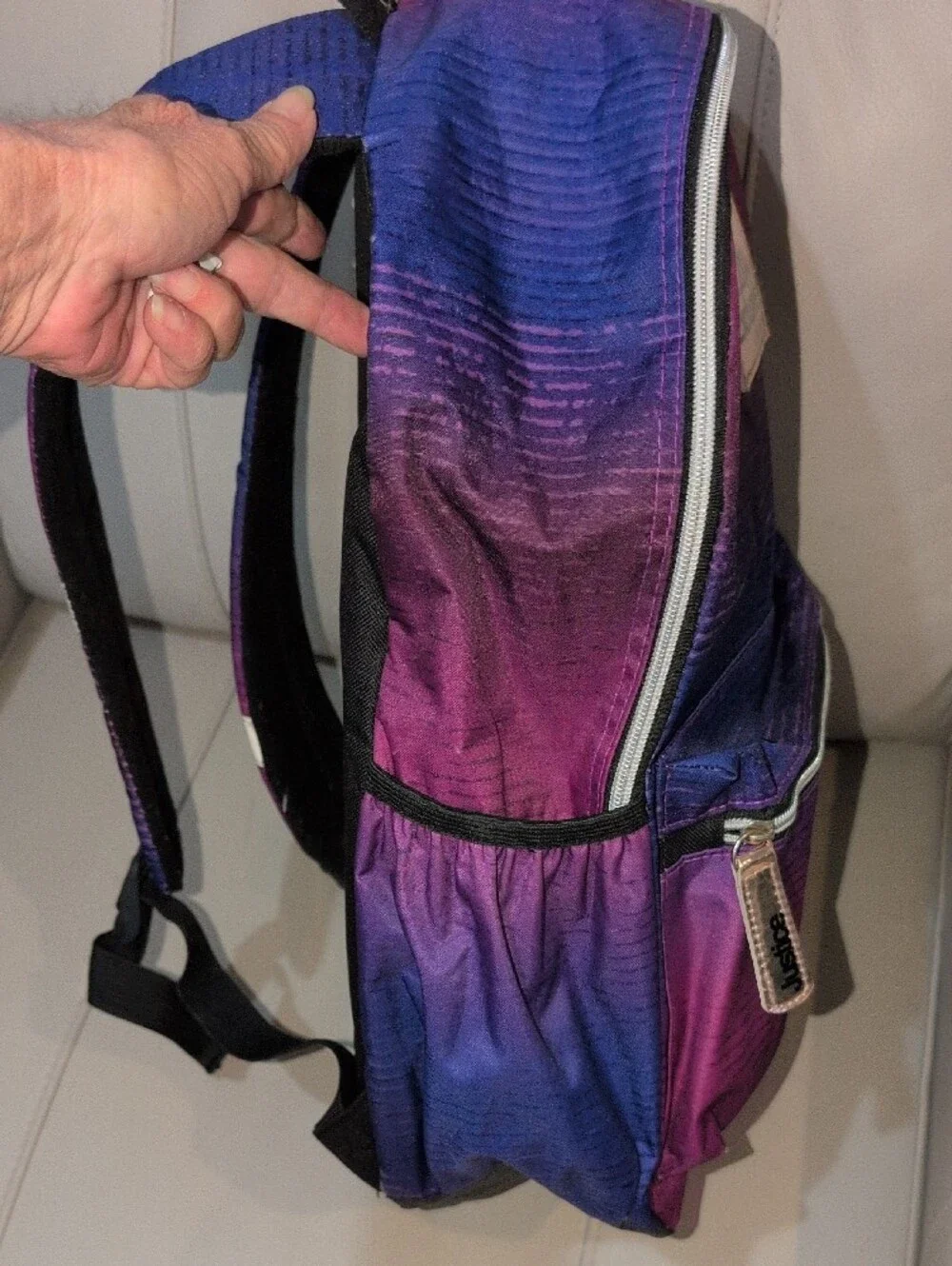 Justice Purple to Blue Ombre Backpack With Rose Gold Accents Vintage